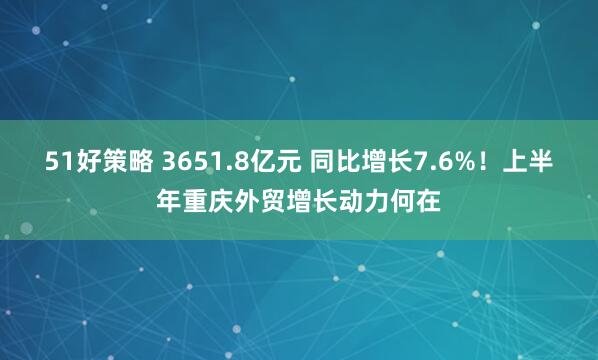 51好策略 3651.8亿元 同比增长7.6%！上半年重庆外贸增长动力何在